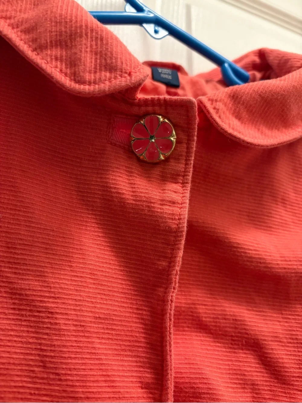 BabyGap Girls Size 5 Coral Corduroy Coat Flower Button Lined Jacket